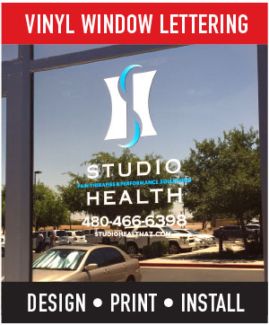Cut vinyl window signs and lettering, ready to apply vinyl, design, print, cut and install Mesa, Gilbert, Chandler AZ